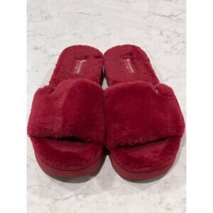 Koolaburra by Ugg‎ Women’s Fuzz-Ah Faux Fur Slide Cozy Slip On Sandal Size 9 Red